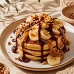 Peanut Butter Banana Chocolate Pancakes